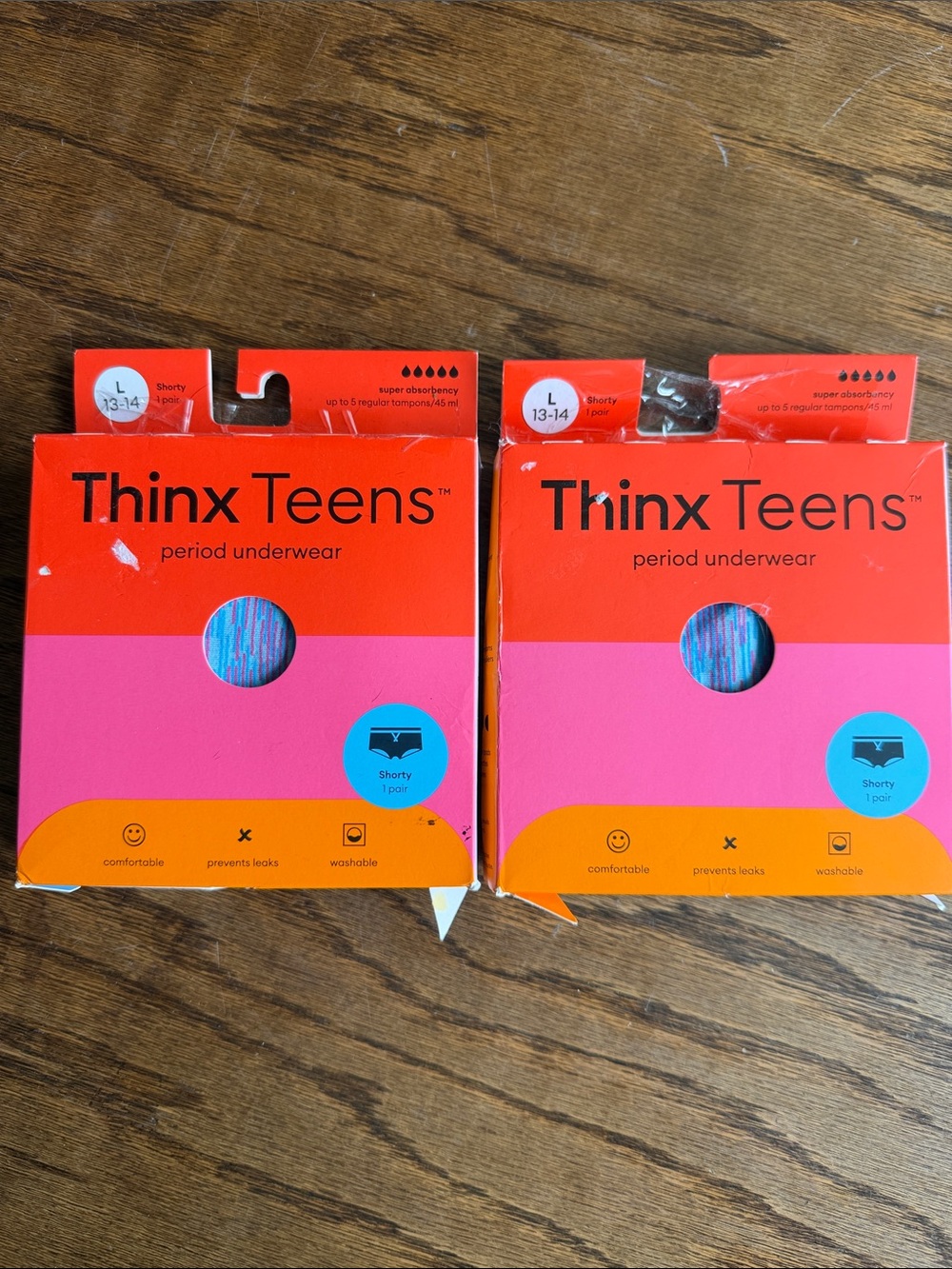 Thinx Teens Pink & Orange Period Underwear - Shorty